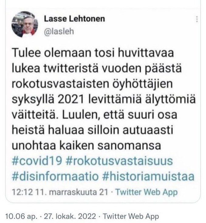 11.11.2021 klo 12.12 – Suomen legendaarisin aivokuollut korona-twiitti!